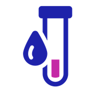 Anaemia icon: an almost empty test tube with a drop of blood next to it