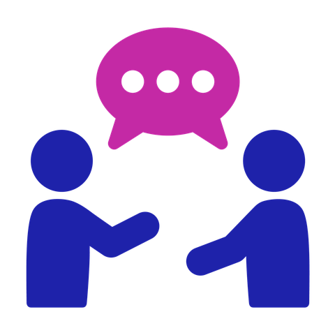 Buddy support icon: two people talking