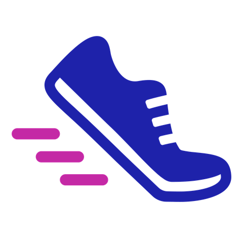 Running challenge events icon: a running shoe