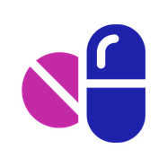 Tablets or capsules icon: a tablet and a capsule