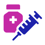 Injection or vaccination icon: a syringe next to a medicine bottle